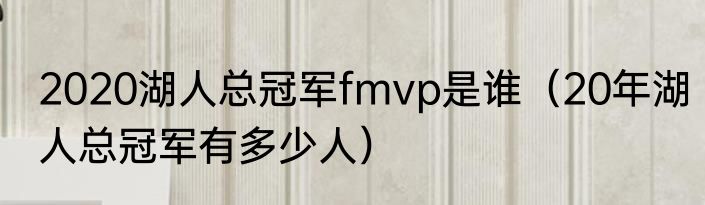 2020湖人总冠军fmvp是谁（20年湖人总冠军有多少人）