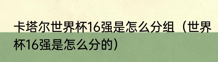 卡塔尔世界杯16强是怎么分组（世界杯16强是怎么分的）