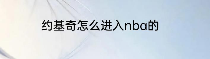 约基奇怎么进入nba的