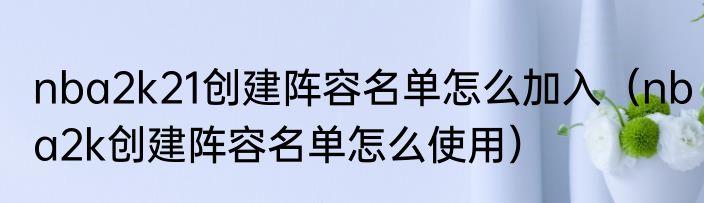 nba2k21创建阵容名单怎么加入（nba2k创建阵容名单怎么使用）