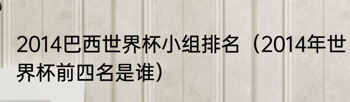 2014巴西世界杯小组排名（2014年世界杯前四名是谁）