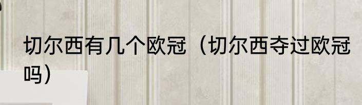 切尔西有几个欧冠（切尔西夺过欧冠吗）