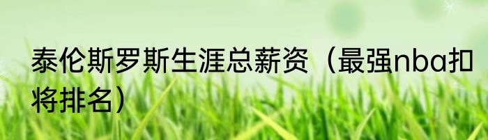 泰伦斯罗斯生涯总薪资（最强nba扣将排名）