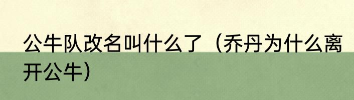 公牛队改名叫什么了（乔丹为什么离开公牛）