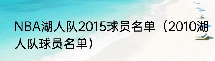 NBA湖人队2015球员名单（2010湖人队球员名单）