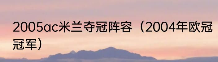 2005ac米兰夺冠阵容（2004年欧冠冠军）
