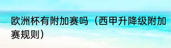 欧洲杯有附加赛吗（西甲升降级附加赛规则）