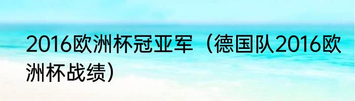 2016欧洲杯冠亚军（德国队2016欧洲杯战绩）
