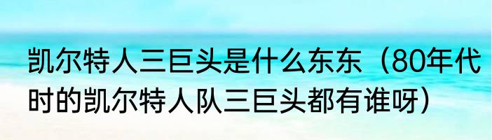 凯尔特人三巨头是什么东东（80年代时的凯尔特人队三巨头都有谁呀）
