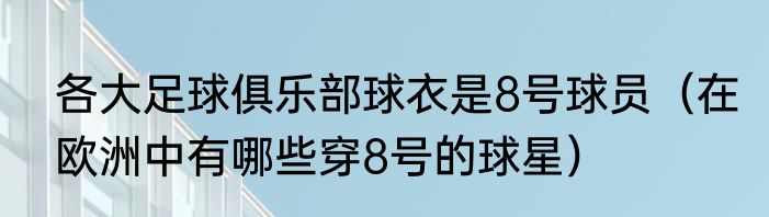 各大足球俱乐部球衣是8号球员（在欧洲中有哪些穿8号的球星）