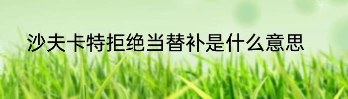 沙夫卡特拒绝当替补是什么意思