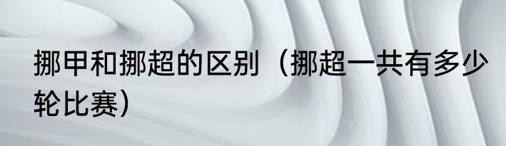 挪甲和挪超的区别（挪超一共有多少轮比赛）