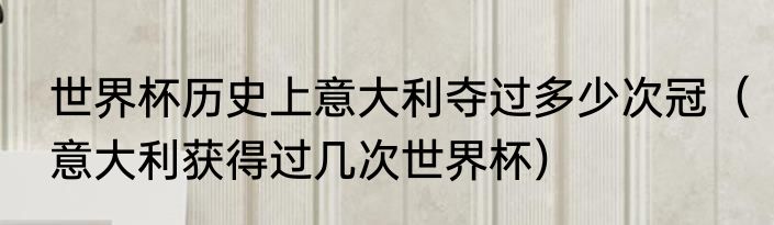 世界杯历史上意大利夺过多少次冠（意大利获得过几次世界杯）
