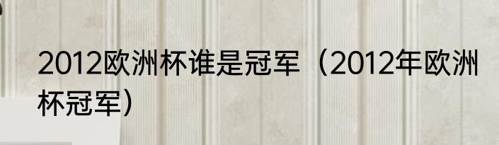 2012欧洲杯谁是冠军（2012年欧洲杯冠军）