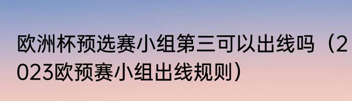 欧洲杯预选赛小组第三可以出线吗（2023欧预赛小组出线规则）