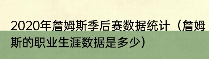2020年詹姆斯季后赛数据统计（詹姆斯的职业生涯数据是多少）
