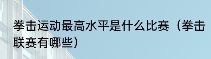 拳击运动最高水平是什么比赛（拳击联赛有哪些）