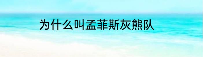 为什么叫孟菲斯灰熊队