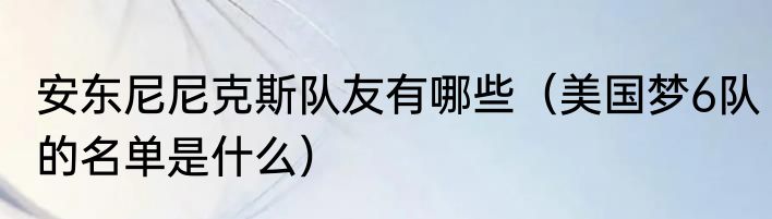 安东尼尼克斯队友有哪些（美国梦6队的名单是什么）