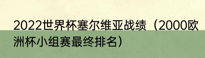 2022世界杯塞尔维亚战绩（2000欧洲杯小组赛最终排名）