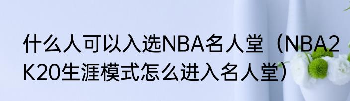 什么人可以入选NBA名人堂（NBA2K20生涯模式怎么进入名人堂）