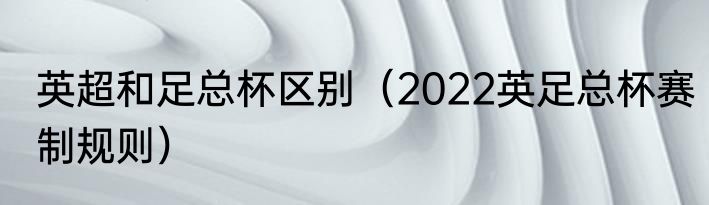 英超和足总杯区别（2022英足总杯赛制规则）