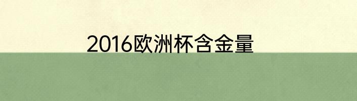 2016欧洲杯含金量