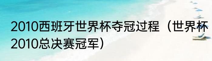 2010西班牙世界杯夺冠过程（世界杯2010总决赛冠军）