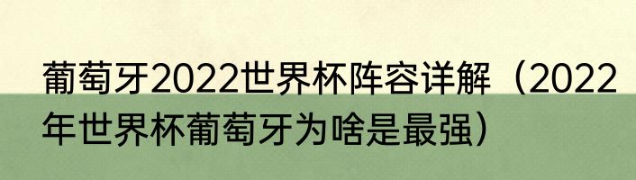 葡萄牙2022世界杯阵容详解（2022年世界杯葡萄牙为啥是最强）