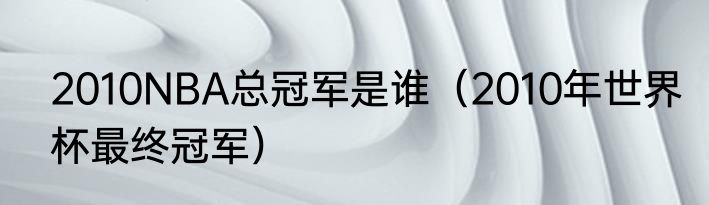 2010NBA总冠军是谁（2010年世界杯最终冠军）