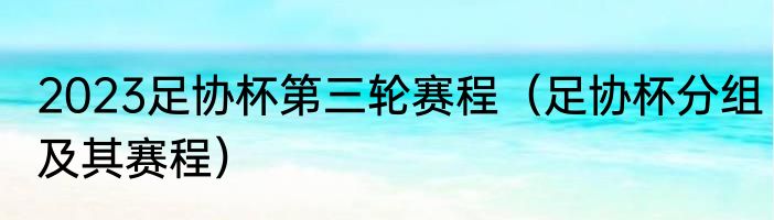 2023足协杯第三轮赛程（足协杯分组及其赛程）