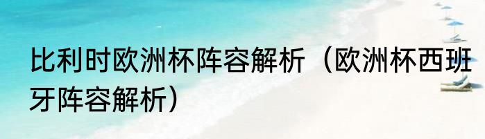比利时欧洲杯阵容解析（欧洲杯西班牙阵容解析）