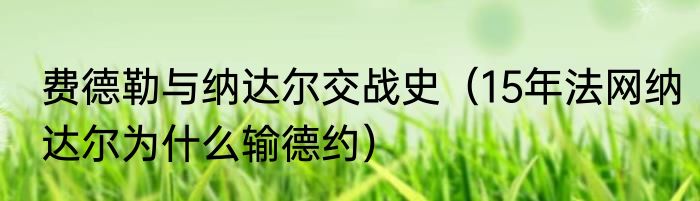 费德勒与纳达尔交战史（15年法网纳达尔为什么输德约）