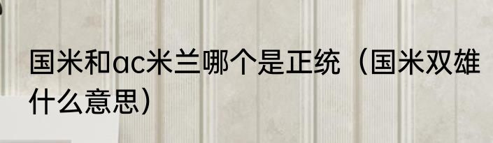 国米和ac米兰哪个是正统（国米双雄什么意思）
