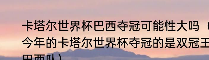 卡塔尔世界杯巴西夺冠可能性大吗（今年的卡塔尔世界杯夺冠的是双冠王巴西队）