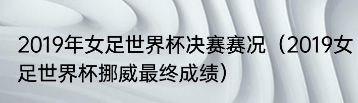 2019年女足世界杯决赛赛况（2019女足世界杯挪威最终成绩）