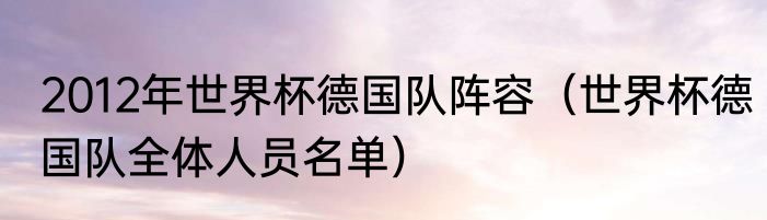 2012年世界杯德国队阵容（世界杯德国队全体人员名单）
