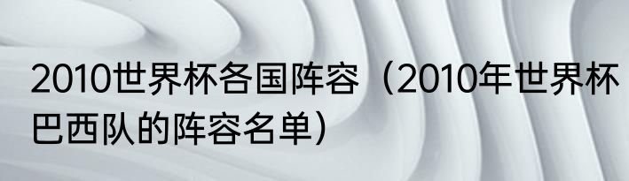 2010世界杯各国阵容（2010年世界杯巴西队的阵容名单）