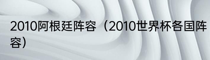 2010阿根廷阵容（2010世界杯各国阵容）