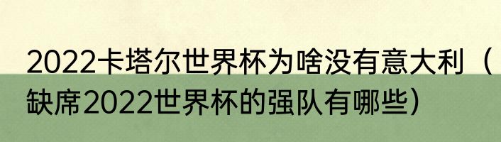 2022卡塔尔世界杯为啥没有意大利（缺席2022世界杯的强队有哪些）