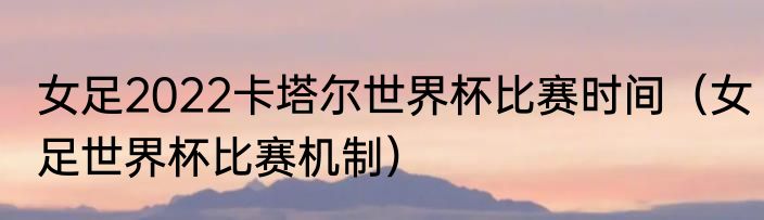 女足2022卡塔尔世界杯比赛时间（女足世界杯比赛机制）