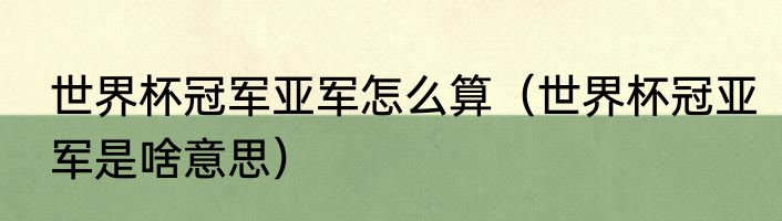 世界杯冠军亚军怎么算（世界杯冠亚军是啥意思）