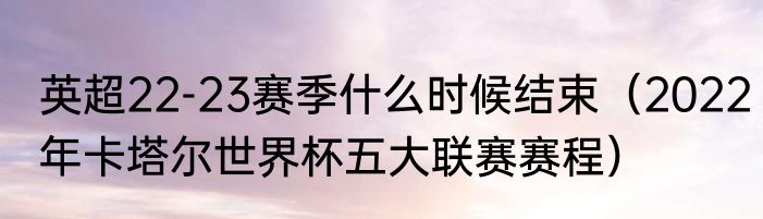 英超22-23赛季什么时候结束（2022年卡塔尔世界杯五大联赛赛程）