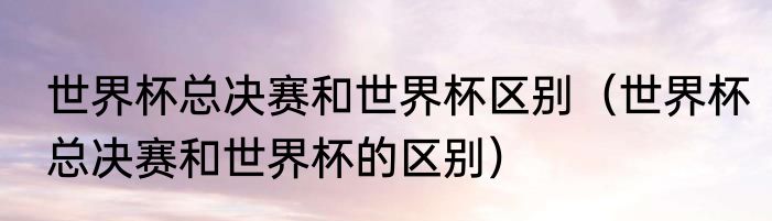 世界杯总决赛和世界杯区别（世界杯总决赛和世界杯的区别）
