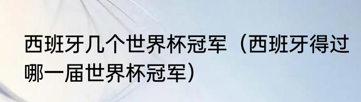 西班牙几个世界杯冠军（西班牙得过哪一届世界杯冠军）