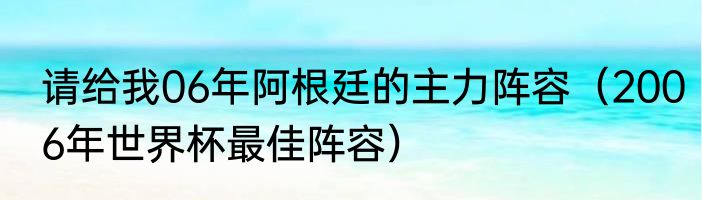 请给我06年阿根廷的主力阵容（2006年世界杯最佳阵容）