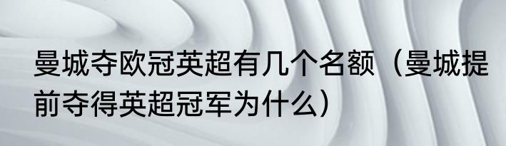 曼城夺欧冠英超有几个名额（曼城提前夺得英超冠军为什么）