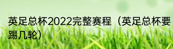 英足总杯2022完整赛程（英足总杯要踢几轮）