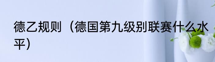 德乙规则（德国第九级别联赛什么水平）