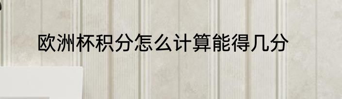欧洲杯积分怎么计算能得几分